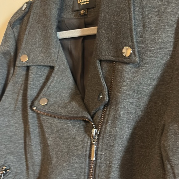 Dalia Jersey Knit Biker Style Jacket, Grey, Size Large - Picture 3 of 5